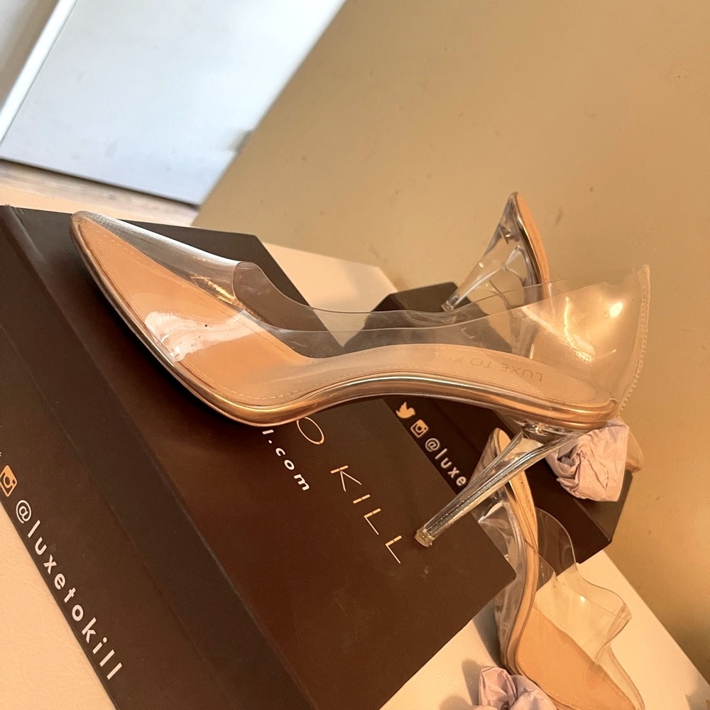 Clear women heels. Worn once.Size 9